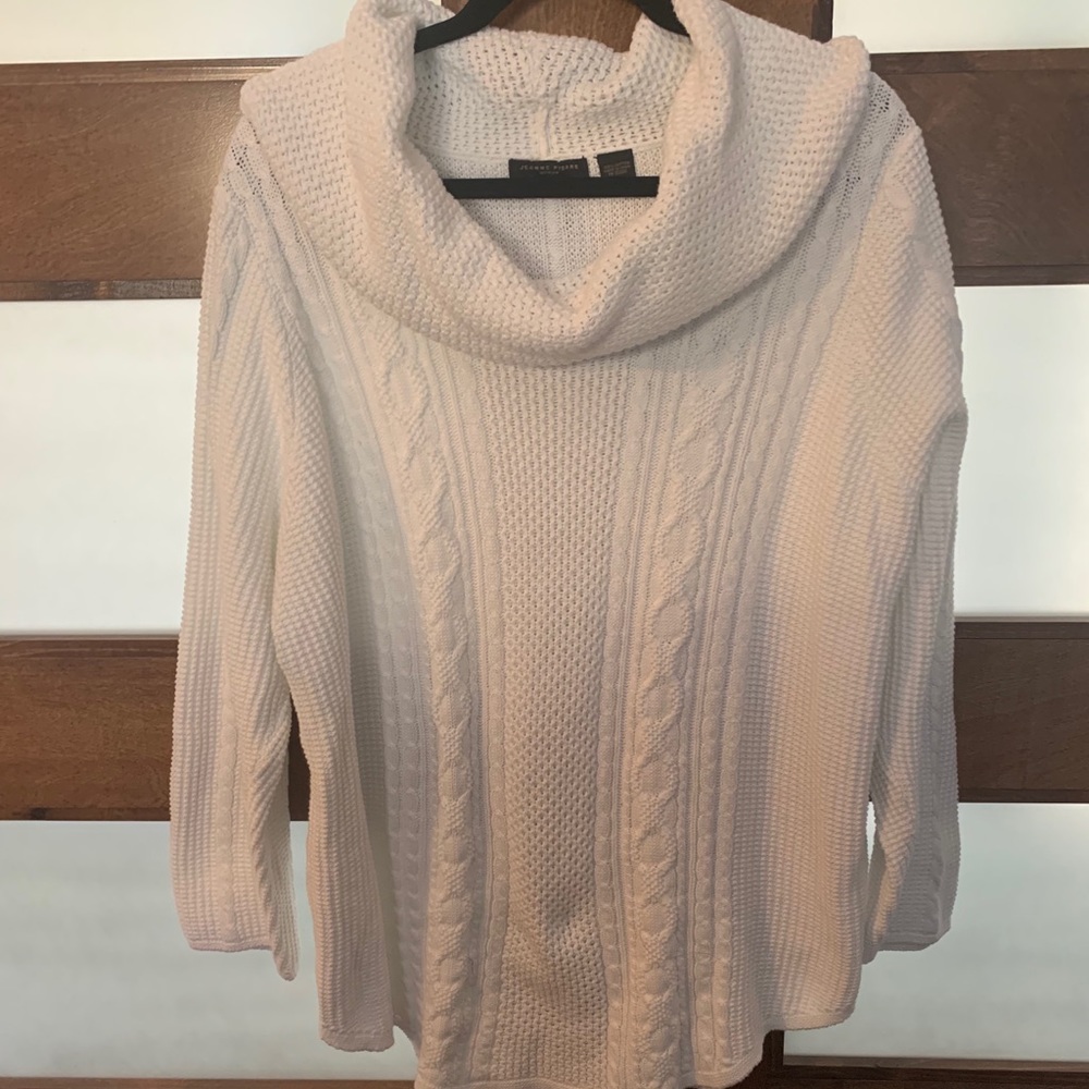 White knitted Cowl sweater 2X